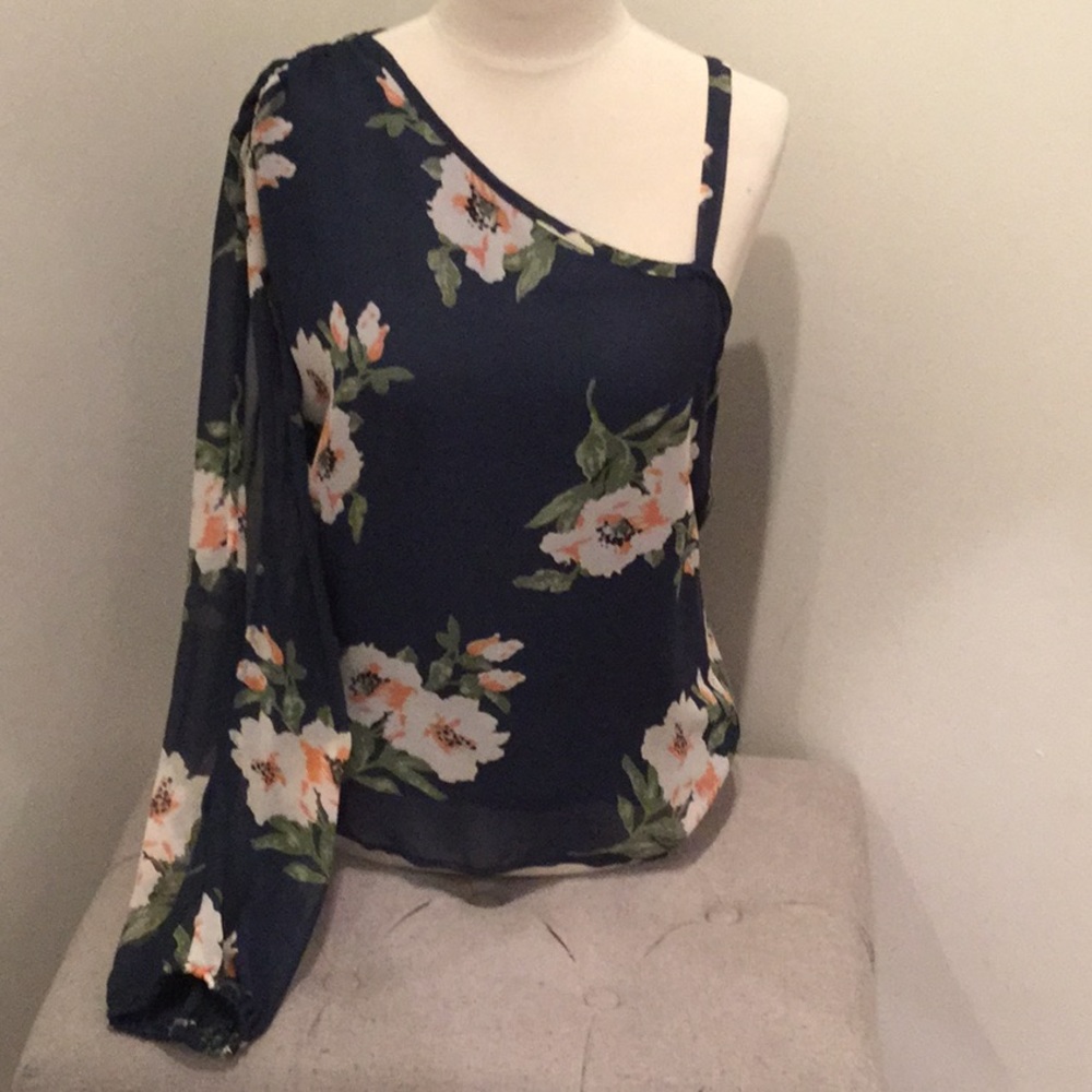 Red Haute Scrunch One Shoulder Blouse